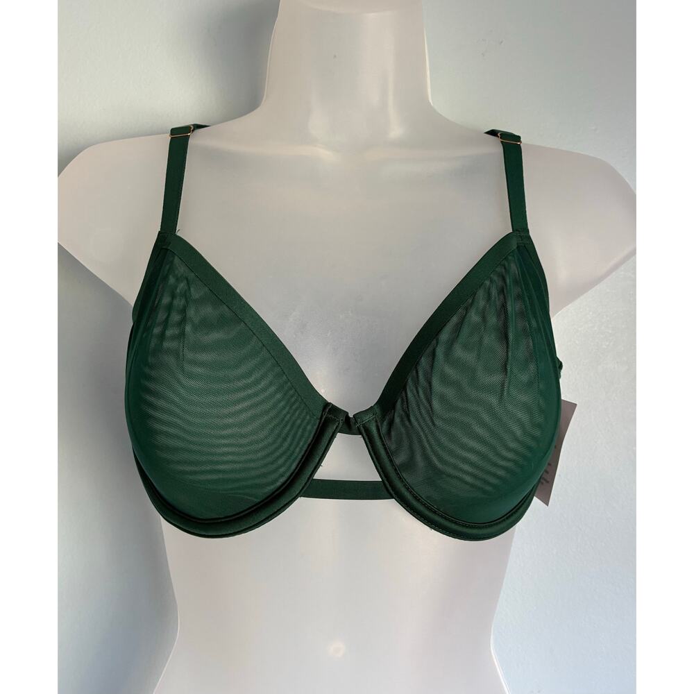 Auden Mesh Unlined Demi Bra 36B Green